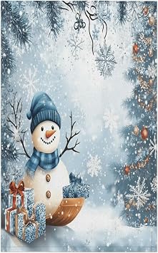 Blue Snowman Kitchen Towels Absorbent Tree Snowflakes Christmas Dish Towel 18 x 28 Inch Versatile Hand Towels Cleaning C