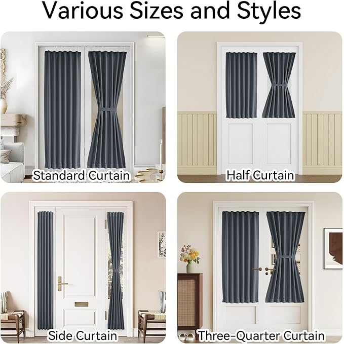 Vatge Sidelight Curtains for Front Door, 12 Inch Wide Narrow Window Curtains for Side Door, 1 Panel, W12 x L80, Grey