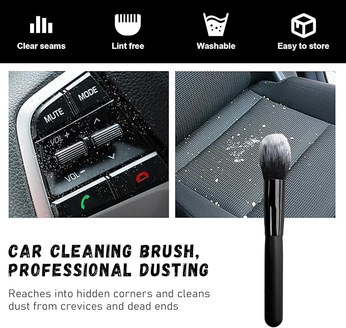 Ziciner 2 PCS Car Detailing Brush, Curved Soft Bristles Auto Removal Dust Collectors, Universal Vehicle Dashboard, Air Conditioner Vents etc Interior Cleaning Tool Accessory (Long-Black/White)