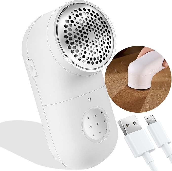 Fabric Shaver, Electric Lint Remover, 2.0 USB Rechargeable Fabric Defuzzer, Reusable Cordless Sweater Shaver can be Used Anywhere (2.0 Pro, White)
