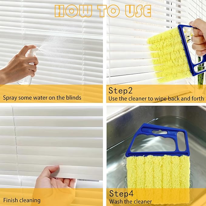 2 Pcs Blinds Cleaner Duster Tool 7 Finger Microfiber Washable Blind Cleaner Mini Window Dusters for Cleaning Dust Remova for Window Air Conditioner Vent Fans Venetian Shades Wood Blinds Dust Dirt