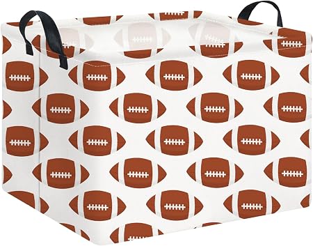 NTAOHAMPER Rectangular Football Storage Basket Empty,Collapsible Gift Basket with Handles,Toys/Books Box,Room Decor(Amer