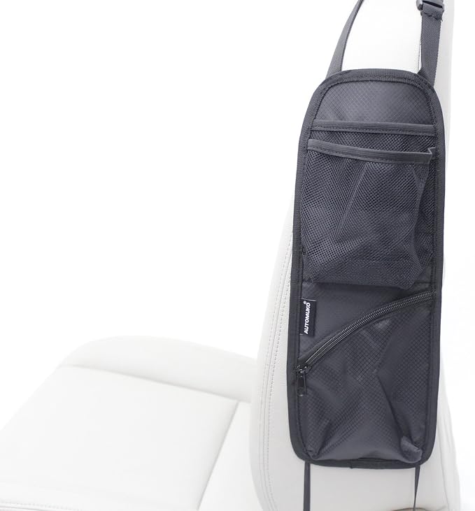 Seat Side Organizer, for Use On Any Front Passenger Car Seats for Cars, Trucks, Mini Vans and SUVs with One-Year Limited