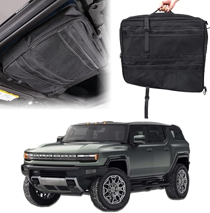Car Sunroof Organizer Bag Compatible with 2024 2025 2026 Hummer EV Hardtop Roof Panel Storage Bag Waterproof Foldable Mu