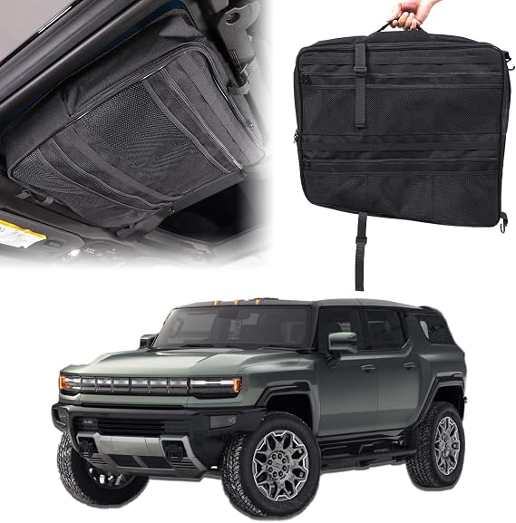 Car Sunroof Organizer Bag Compatible with 2024 2025 2026 Hummer EV Hardtop Roof Panel Storage Bag Waterproof Foldable Mu