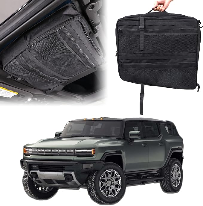 Car Sunroof Organizer Bag Compatible with 2024 2025 2026 Hummer EV Hardtop Roof Panel Storage Bag Waterproof Foldable Mu