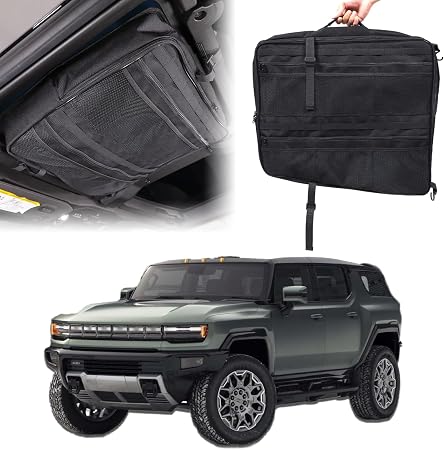 Car Sunroof Organizer Bag Compatible with 2024 2025 2026 Hummer EV Hardtop Roof Panel Storage Bag Waterproof Foldable Mu