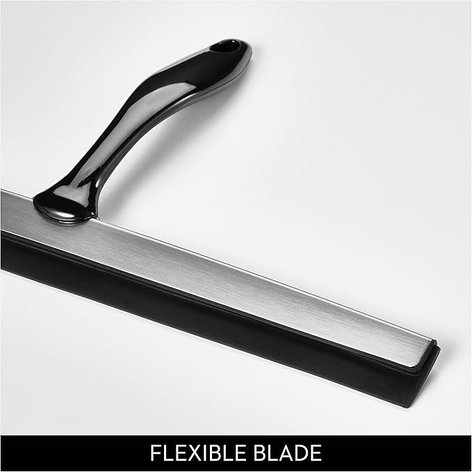 iDesign Bathroom Shower Squeegee with Wall Hook - Black/Chrome