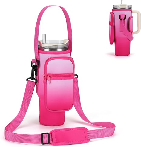 GOEWY Water Bottle Carrier Bag for Stanley Cup 40/30oz with Phone Pockets