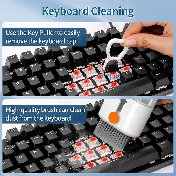 Keyboard Cleaner Laptop Cleaning Kit - All in One Computer Tech Cleaning Brush, Multi-Function Pc Accessories with Airpod Cleaning Kit, Electronic Laptop Screen Cleaner for MacBook, iPhone, Gaming