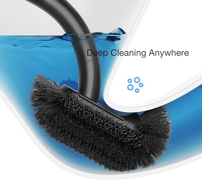 Toilet Bowl Brush and Holder, OSCIOSS Toilet Brush Set with Ergonomic Design, Compact Size, Durable Bristles, RV Toilet Brushes & Holders for Dead Corner Clean (Black, 2pack)