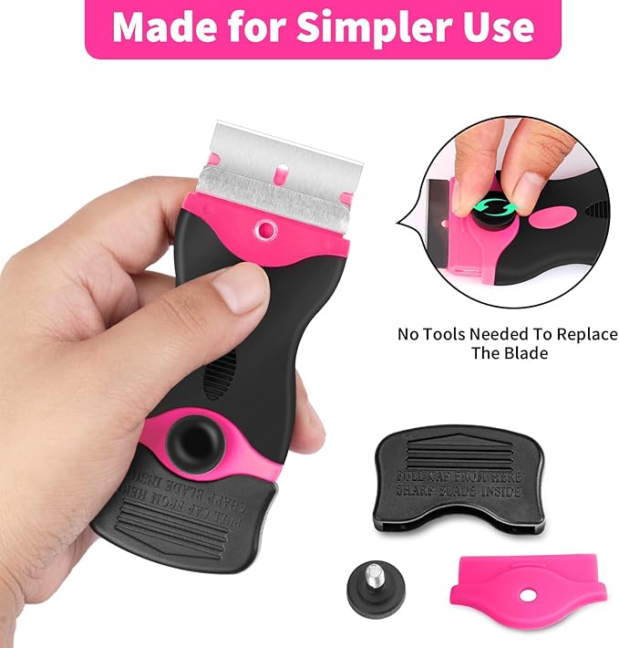 Razor Blade Scraper Tool Kit - Razor Scraper & 20Pcs Extra Blades, Plastic Paint Scraper Tool, Razor Scraper Tool for Glass Top Stove, Scrappers for Cleaning Window, Cooktop, Oven, Floor