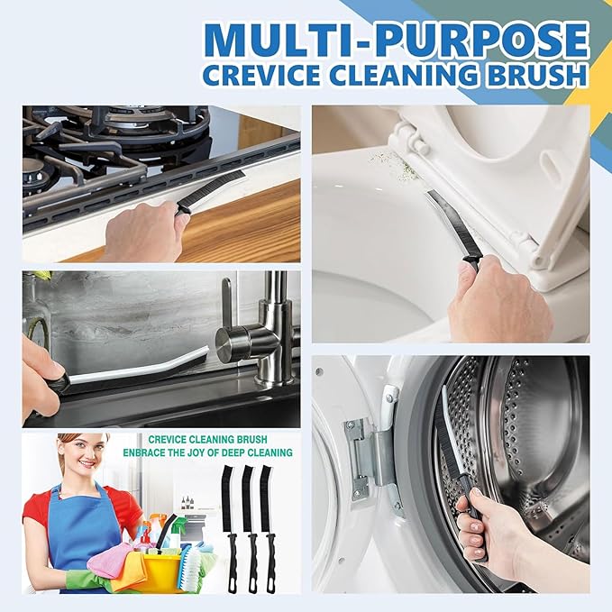 Crevice Cleaning Brush Set (12 Pack) – Hard Bristle Gap Cleaning Tool for Window Tracks, Grout & Bathroom Corners – Thin Deep Cleaning Brush for Kitchen Sink, Sliding Door Tracks & Tight Spaces