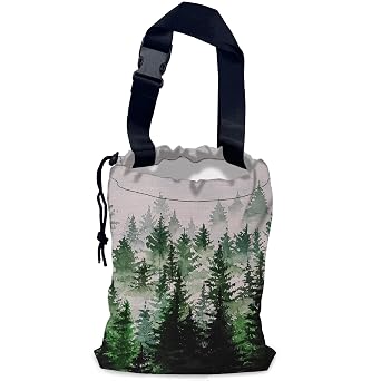 Foggy Forest Car Garbage Bag,Waterproof Small Car Trash Bag Hanging Back of Seat,Drawstring Hanging Car Trash Bag with A