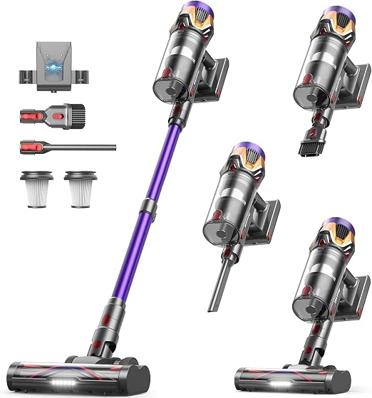 Cordless Vacuum Cleaner 55Kpa/650W/70Mins,1.8L Self Standing Stick Vacuum,Upgraded Vacuum Cordless with Hurricane Mode,T