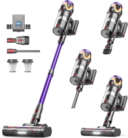 Cordless Vacuum Cleaner 55Kpa/650W/70Mins,1.8L Self Standing Stick Vacuum,Upgraded Vacuum Cordless with Hurricane Mode,T