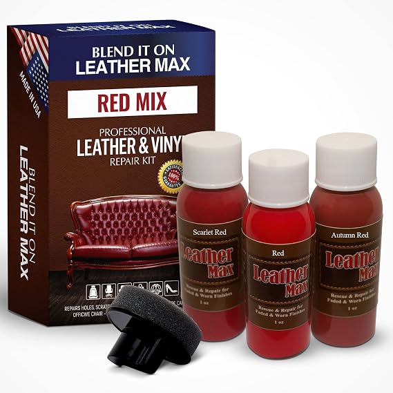 Leather Max Quick Blend Refinish and Repair Kit, Restore Couches, Recolor Furniture & Repair Car Seats, Jackets, Sofa, B