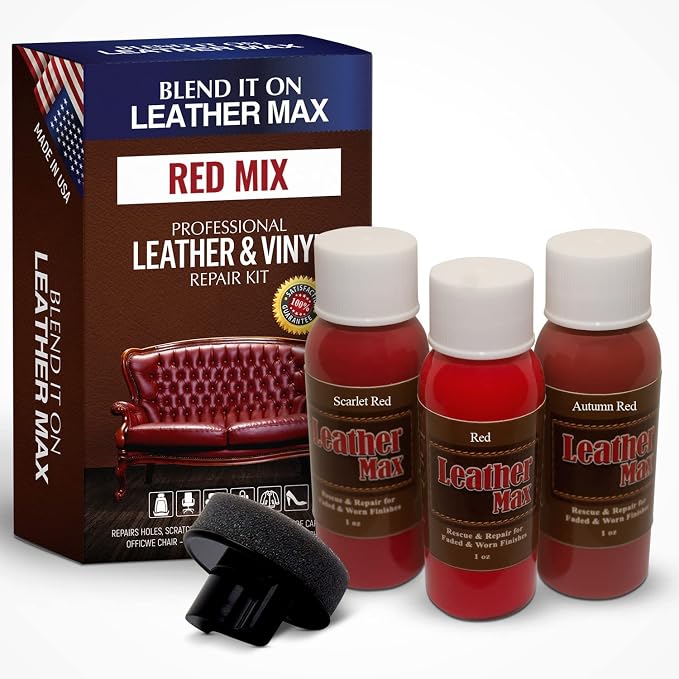 Leather Max Quick Blend Refinish and Repair Kit, Restore Couches, Recolor Furniture & Repair Car Seats, Jackets, Sofa, B