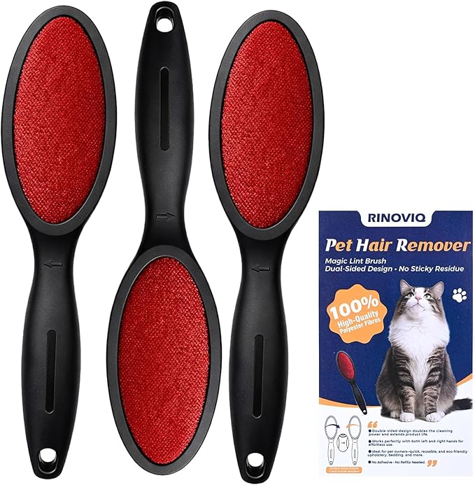 3 Pack Double Sided Magic Lint Remover Brush for Pet Hair, Reusable Velvet Fabric Lint Brush for Clothes, Couch Furniture & Upholstery, Dog & Cat Fur Remover