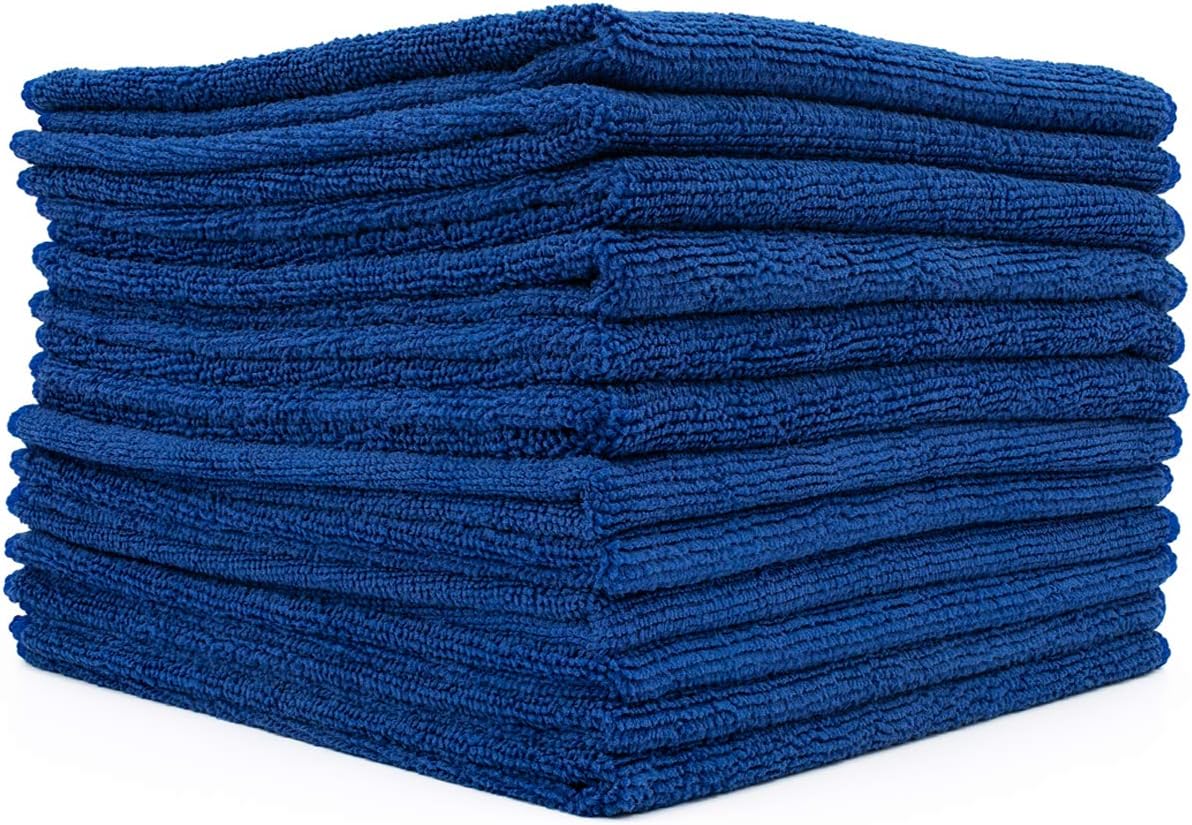 All-Purpose Microfiber Terry Cleaning Towels - Commercial Grade, Highly Absorbent, Lint-Free, Streak-Free, Kitchens, Bathrooms, Offices, 300gsm, 16in x 16in, Royal Blue (12-Pack)
