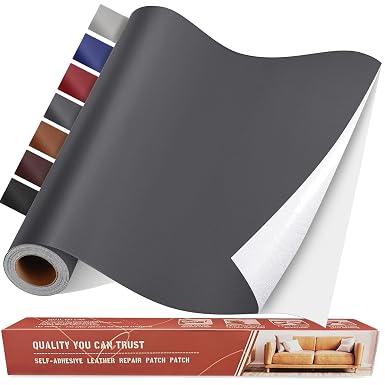 Leather Repair Tape, Self Adhesive Leather Repair Patch Kit SmoothDarkGrey