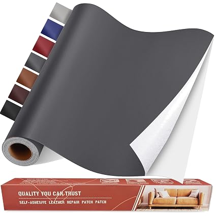 Leather Repair Tape, Self Adhesive Leather Repair Patch Kit SmoothDarkGrey