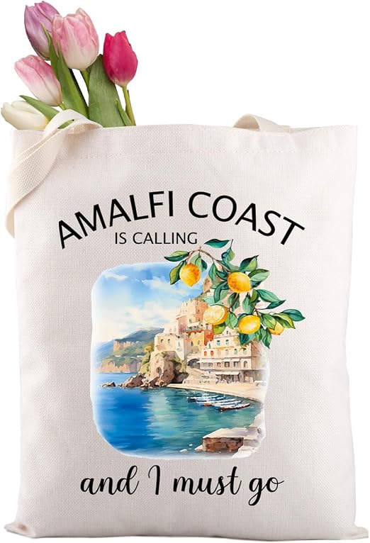 XYANFA Amalfi Coast Lemon Tote Bag Italy Gift Italian Gift Italy Trip Gift Amalfi Coast Is Calling And I Must Go Shoppin