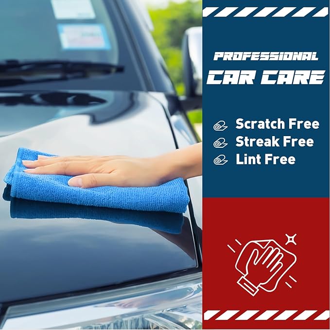 TEAWOO Microfiber Cleaning Cloths-50 Pack, Microfiber Towels Bulk, Towels for Cars & Home, Cleaning Rags Blue (12x12 inches)