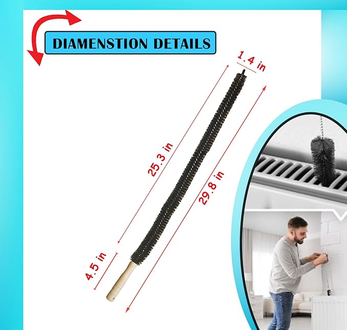 Dryer Vent Cleaner Kit (2-Pack): Flexible Extra Long Lint Brush & Refrigerator Coil Brush - Professional Dust & Pet Hair Remover for Appliance Cleaning