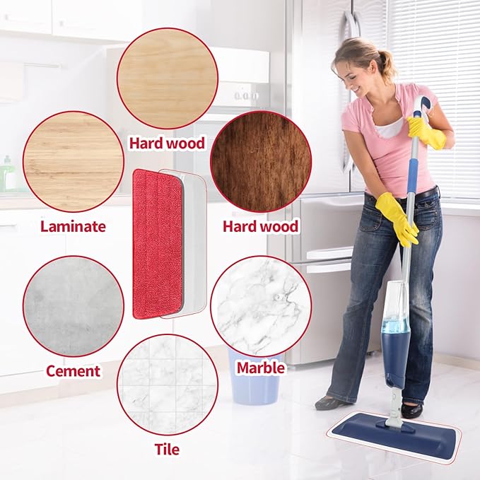3 Pack Microfiber Reusable Mop Pads, Wet/Dry Floor Cleaning Refill Mop Pads, Spray Mop Hard Wood Floor Mop Pads Refills, Machine Washable Power Mop Pads Replacement