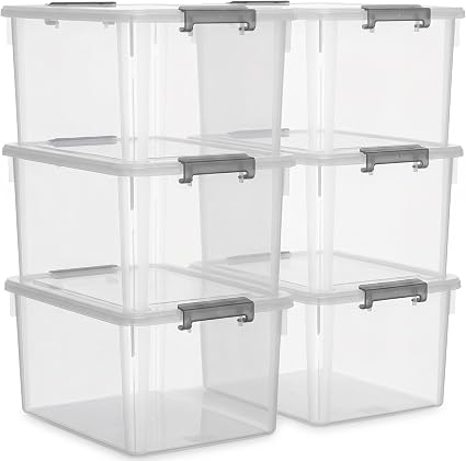 Citylife 6 Packs 69 QT Plastic Storage Bins with Lids Large Stackable Storage Containers for Organizing Clear Storage Bo