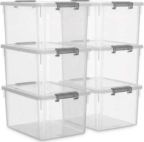 Citylife 6 Packs 69 QT Plastic Storage Bins with Lids Large Stackable Storage Containers for Organizing Clear Storage Bo