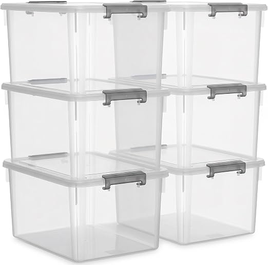 Citylife 6 Packs 69 QT Plastic Storage Bins with Lids Large Stackable Storage Containers for Organizing Clear Storage Bo
