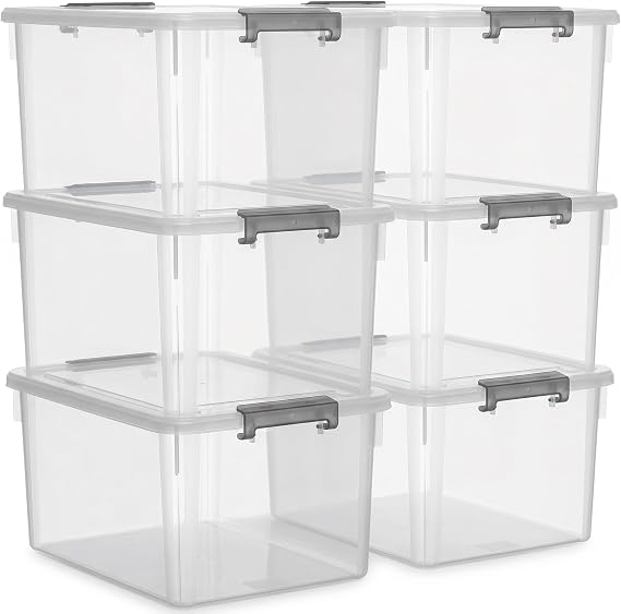 Citylife 6 Packs 69 QT Plastic Storage Bins with Lids Large Stackable Storage Containers for Organizing Clear Storage Bo