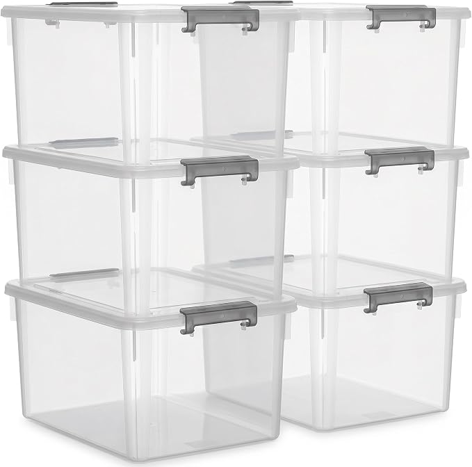 Citylife 6 Packs 69 QT Plastic Storage Bins with Lids Large Stackable Storage Containers for Organizing Clear Storage Bo
