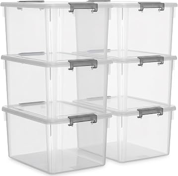 Citylife 6 Packs 69 QT Plastic Storage Bins with Lids Large Stackable Storage Containers for Organizing Clear Storage Bo
