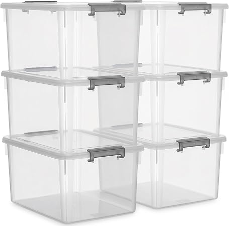 Citylife 6 Packs 69 QT Plastic Storage Bins with Lids Large Stackable Storage Containers for Organizing Clear Storage Bo