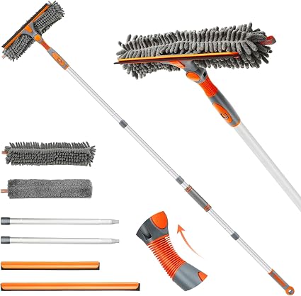 Eazer 89'' Squeegee Window Cleaner 2 in 1 Rotatable Window Cleaning Tool Kit with Extension Pole, Window Washing Equipme