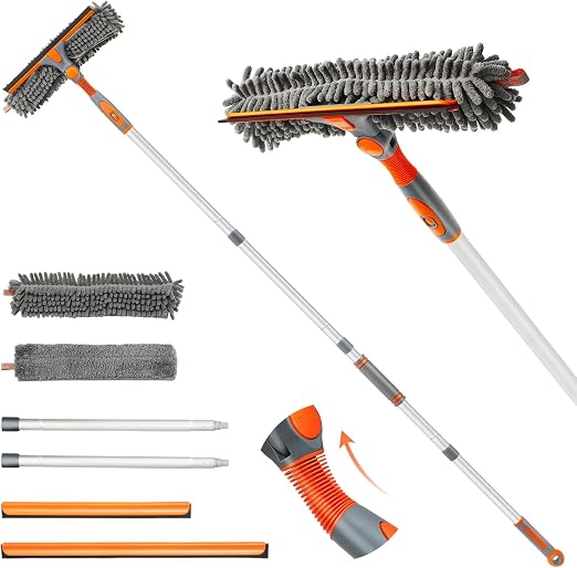 Eazer 89'' Squeegee Window Cleaner 2 in 1 Rotatable Window Cleaning Tool Kit with Extension Pole, Window Washing Equipme