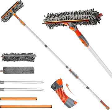 Eazer 89'' Squeegee Window Cleaner 2 in 1 Rotatable Window Cleaning Tool Kit with Extension Pole, Window Washing Equipme