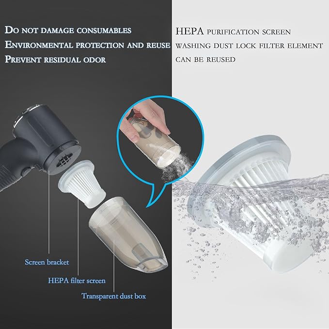 3-in-1 mini car Vacuum Cleaner has 10000PA Super Suction and 120W high Power. Portable Hand-held Vacuum Cleaner can be Used for Desk Cleaner and car Cleaner(Wired Cleaner)