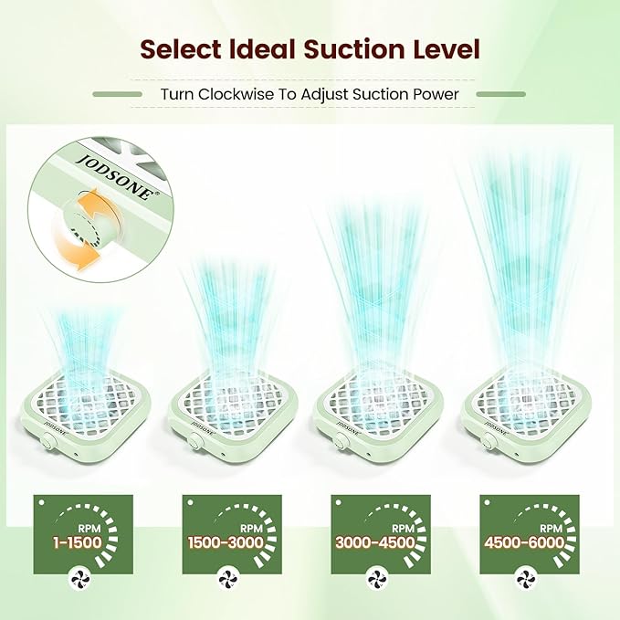 JODSONE Mini Nail Dust Collector PocketSized 6000RPM Powerful Suction Portable Nail Salon with 30 Filters Green