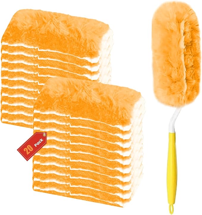 20 Count Duster Refill for Swiffer Duster with 1 Handle, Heavy Duty Duster Refills, 360 Dusters Refills Kit, Disposable Dusters for Swiffer Duster Extended Handle for Cleaning