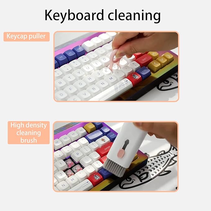 7 in 1 Electronic Cleaner kit - Keyboard Cleaner, Keyboard Cleaning Kit, Laptop Cleaner with Brush, Electronic Cleaner for Laptop/Phone/Computer/Screen (Give Away a Flannel Cloth) Pink