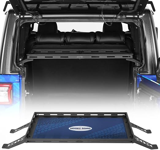 Hooke Road Rear Trunk Cargo Rack Basket Tray for 2007-2026 Jeep Wrangler JK JL 4-Door Hardtops, Sturdy Steel Shelf for C