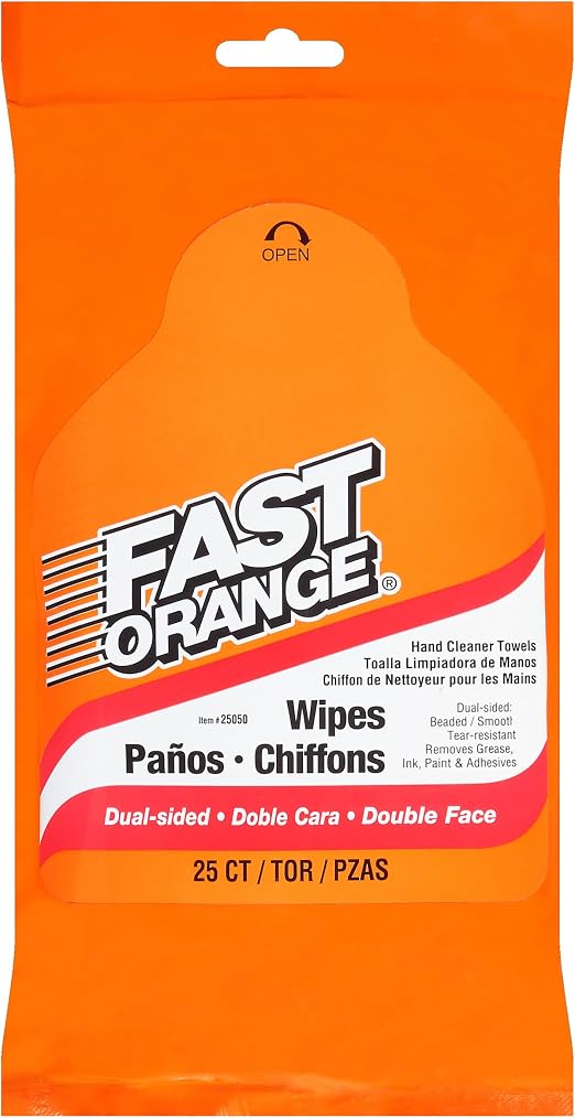 Fast Orange 25050 Hand Cleaner Wipes, Mechanic Wipes For Auto Shop, Heavy Duty Wipes, Removes Grease, Oil, Exhaust Fumes