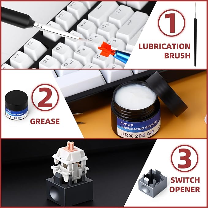RUNJRX Keyboard Switch Lube Kit JRX 205G0 0.53oz/15g, Switch Opener for Cherry MX TTC Holy Pandas Switch,Lube Tools for Mechanical Keyboard Switch