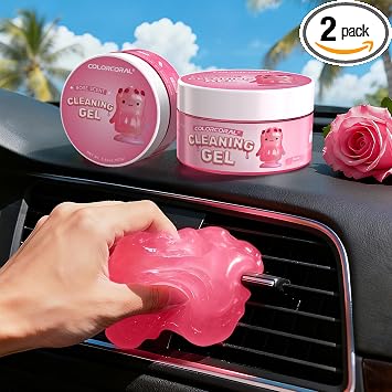 ColorCoral 2Pack Car Cleaning Gel Reusable Detailing Kit Slime Cleaner Pink