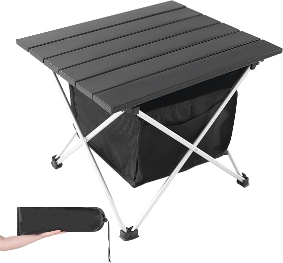 Grope Ultralight Aluminum Camping&Beach Table with Storage Bag (Black-M)