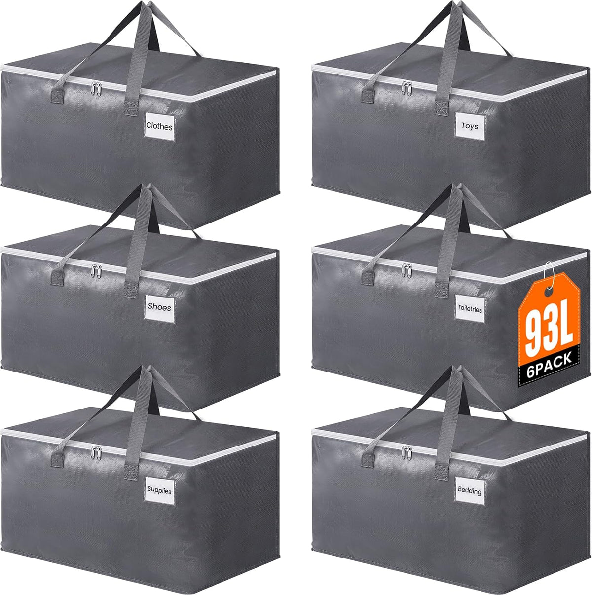 Large Moving Bags, Storage Bags, 93L-6 Pack